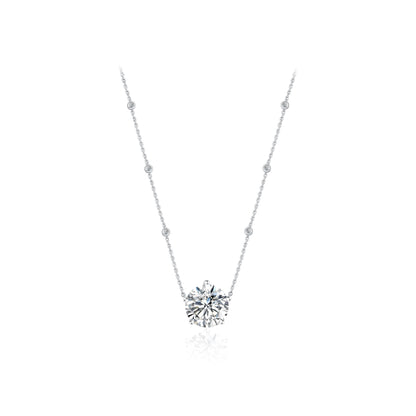 18K Gold Lab Grown Round Brilliant Solitaire Diamond Necklace with IGI Certificate