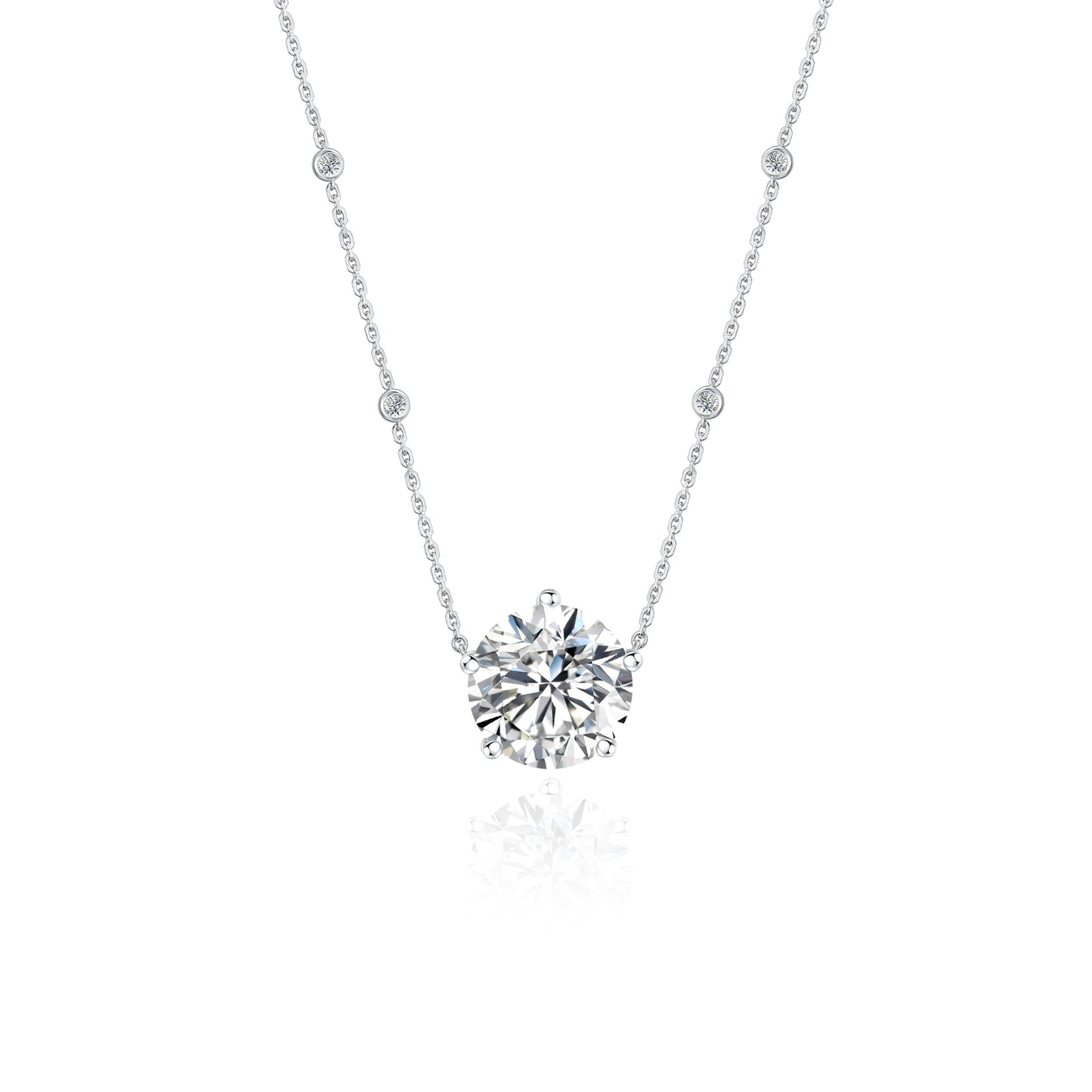 18K Gold Lab Grown Round Brilliant Solitaire Diamond Necklace with IGI Certificate