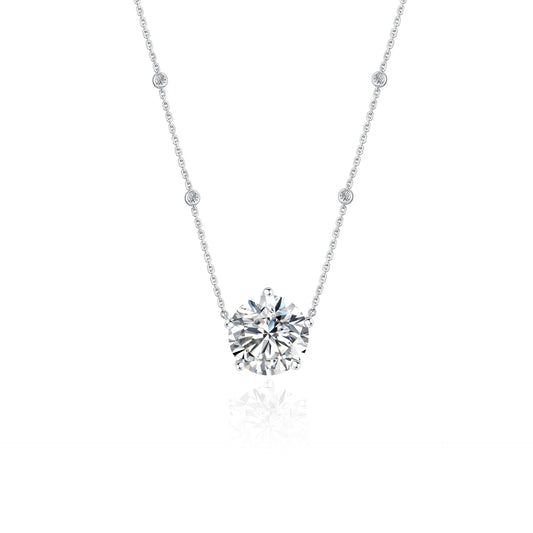 18K Gold Lab Grown Round Brilliant Solitaire Diamond Necklace with IGI Certificate