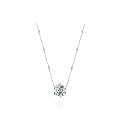 18K Gold Round Brilliant 6 Prongs Solitaire Diamond Necklace with IGI Certificate