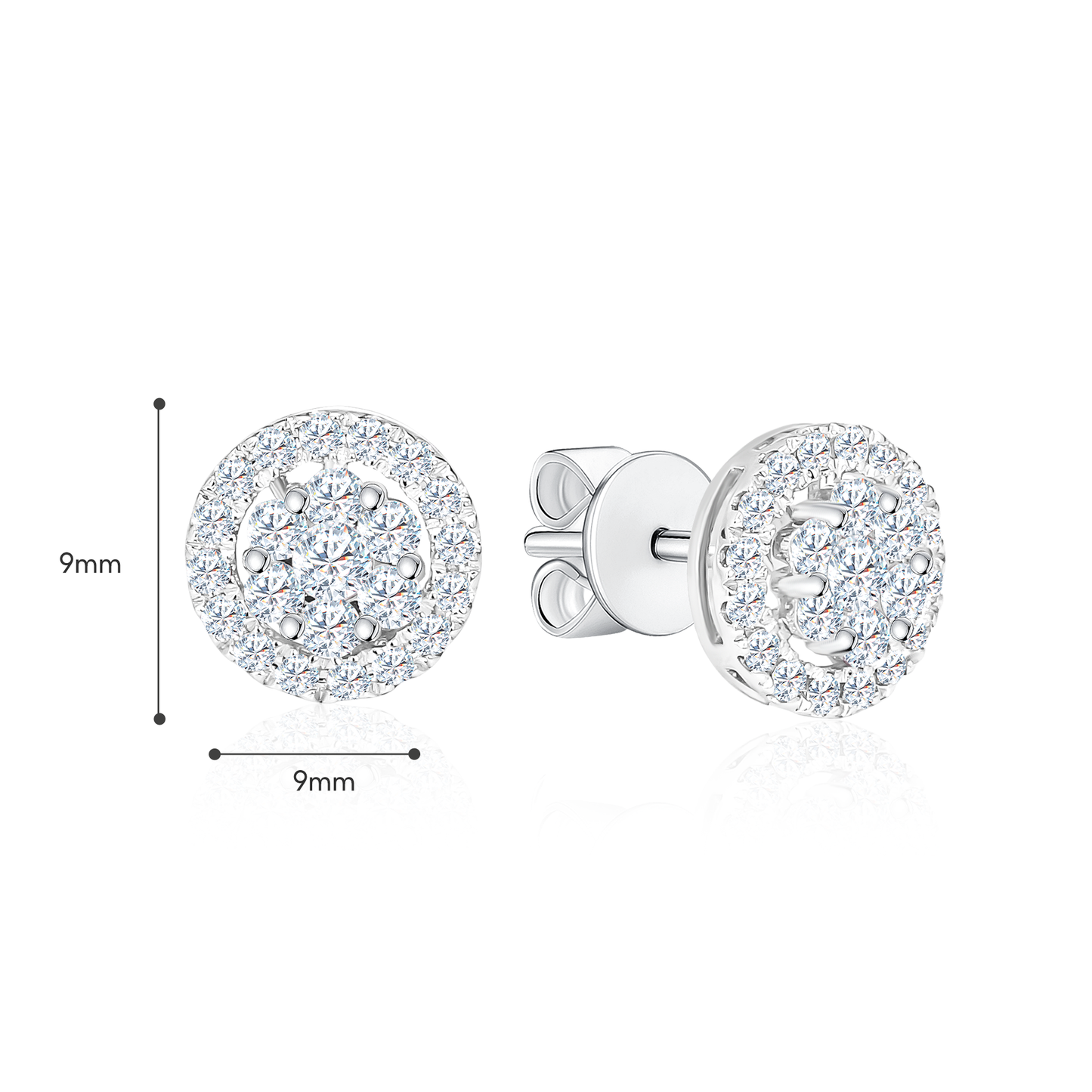 TDG 10K Gold Flower-Shaped Cascade Lab Grown Diamond Stud Earrings