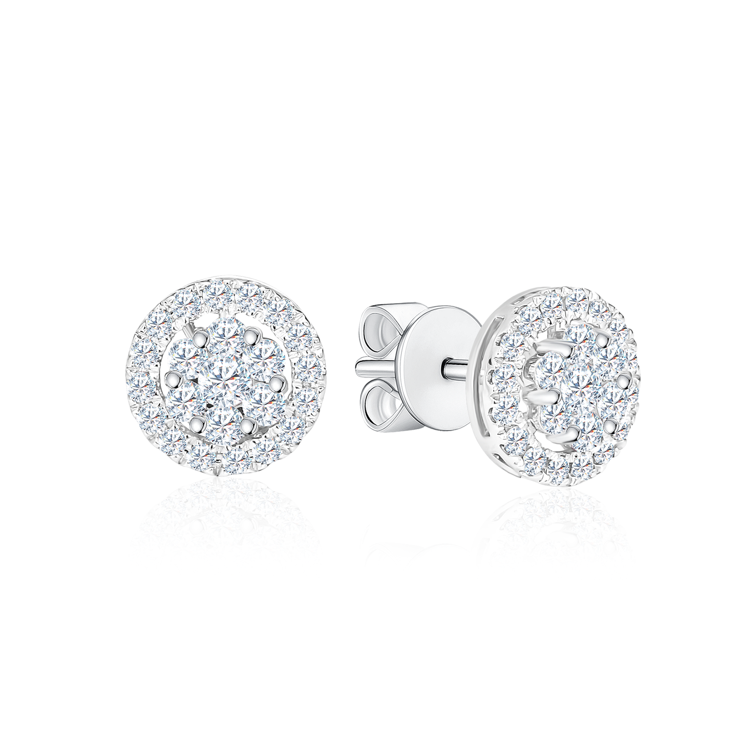 TDG 10K Gold Flower-Shaped Cascade Lab Grown Diamond Stud Earrings