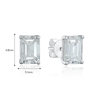 TDG 10K Gold Emerald Cut Lab Grown Diamond Stub Earrings