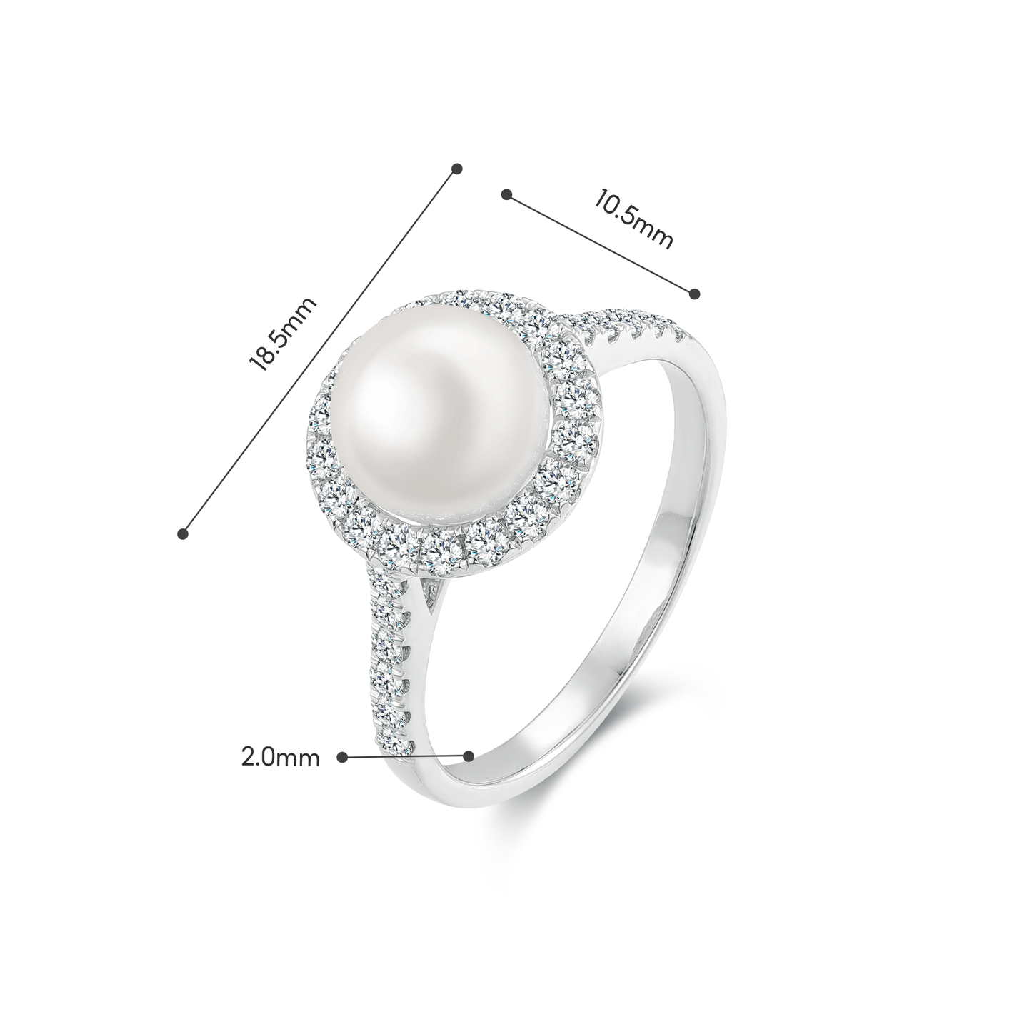 TDG 10K Gold Pearl and Lab-Grown Diamond Ring