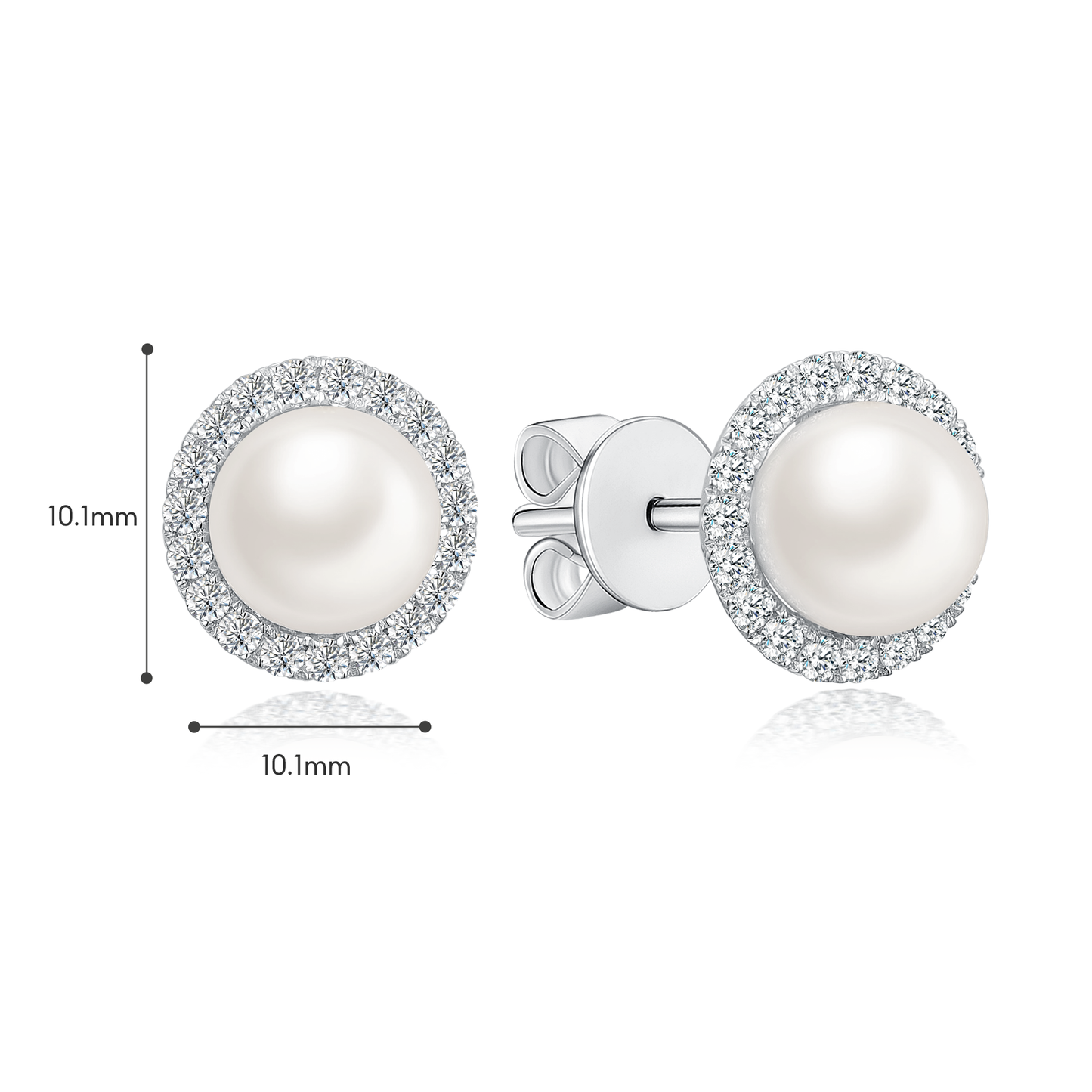 10K Gold Lab Diamond and Pearl Circle Earring