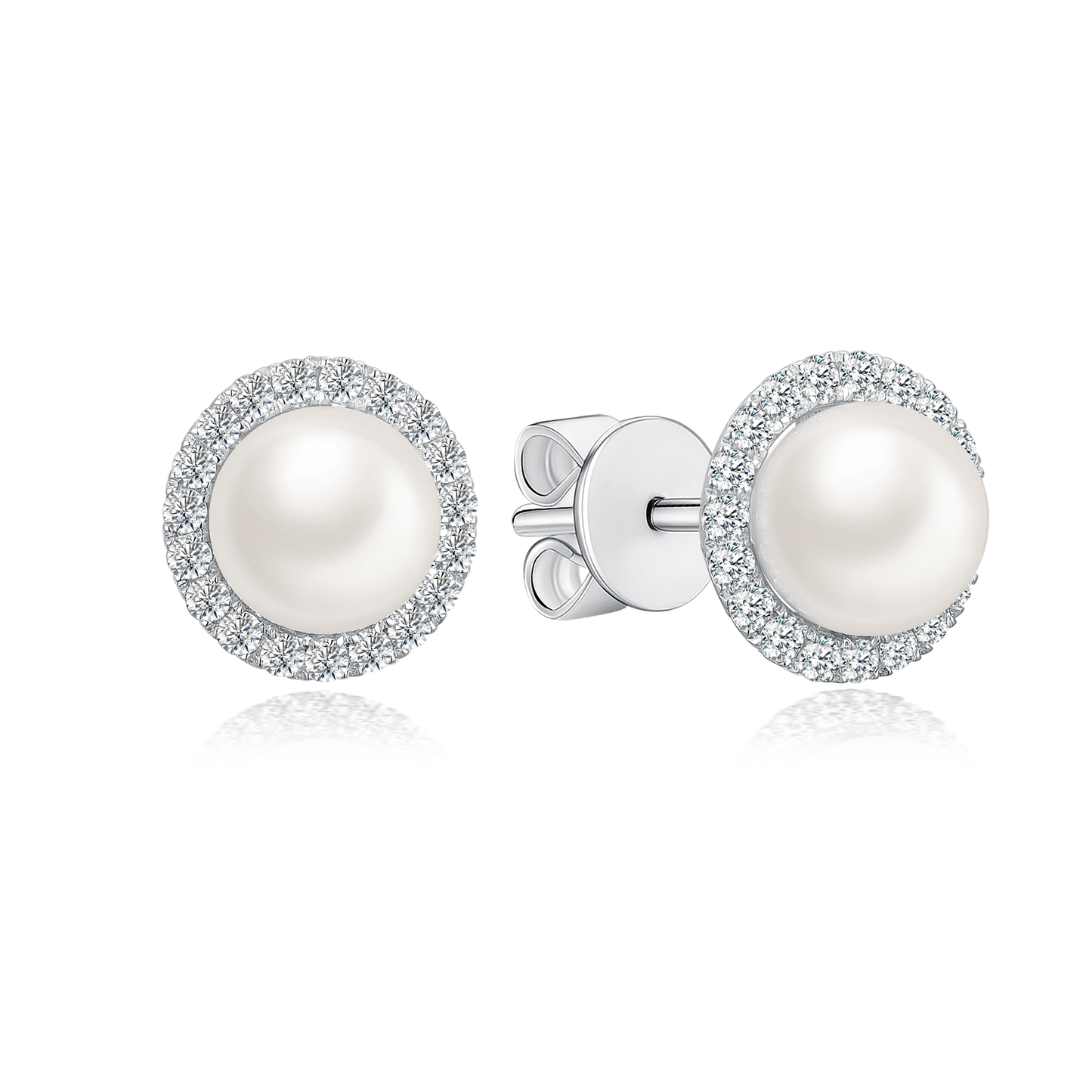 10K Gold Lab Diamond and Pearl Circle Earring