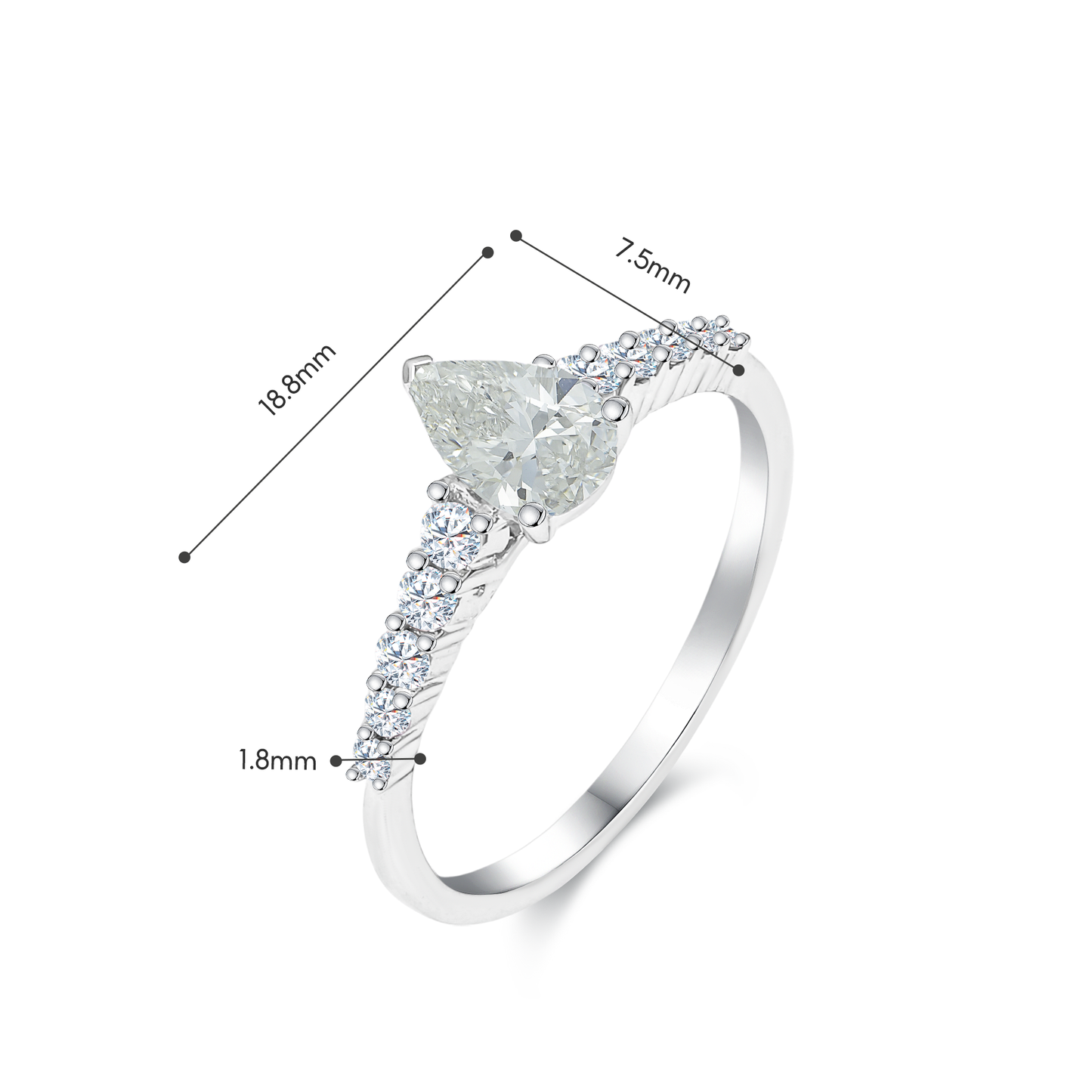 TDG 10K Lab Grown Pear Diamond Ring