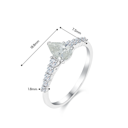 TDG 10K Lab Grown Pear Diamond Ring