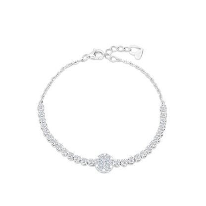 TDG 10K Gold Lab-Grown Round Cluster Diamond Bracelet