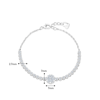 TDG 10K Gold Lab-Grown Round Cluster Diamond Bracelet