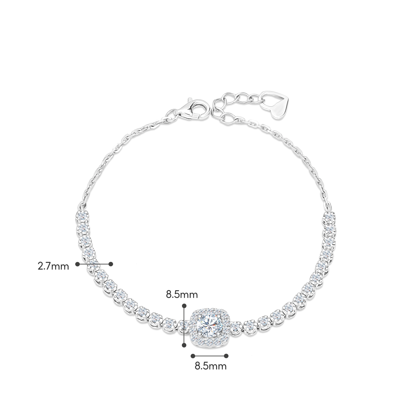 TDG 10K Gold Lab-Grown Square Cluster Diamond Bracelet