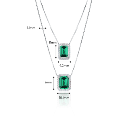 10K Gold Lab Grown Layered Emerald Diamond Necklace