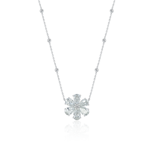 TDG 10K Gold Lab Grown Flower Diamond Necklace