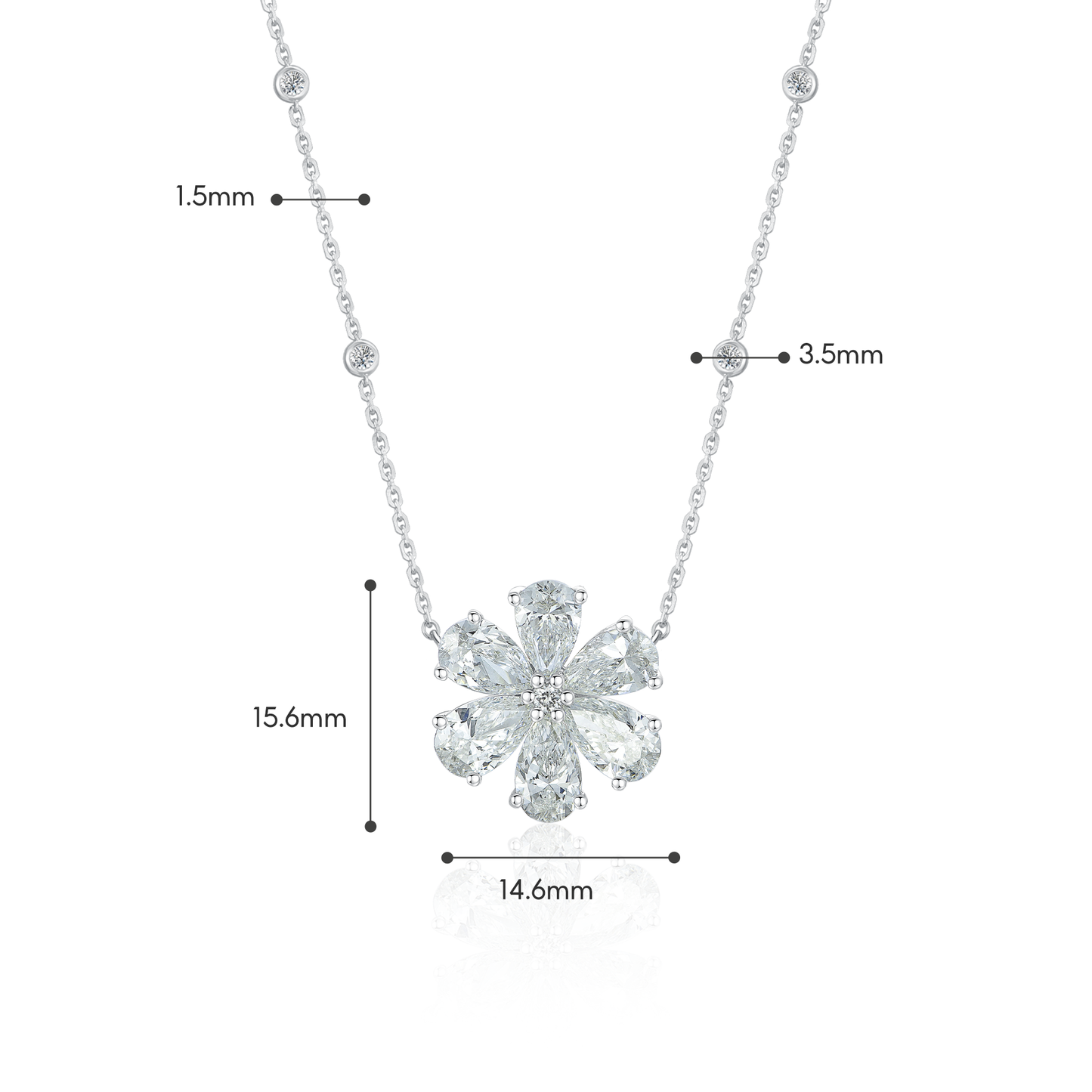 TDG 10K Gold Lab Grown Flower Diamond Necklace