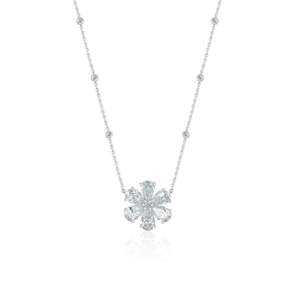 TDG 10K Gold Lab Grown Flower Diamond Necklace