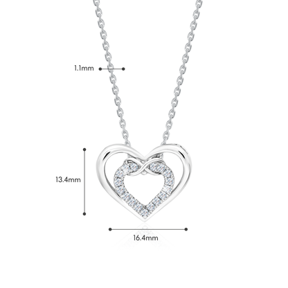 TDG 10K Gold Lab-Grown Diamond Double Heart Pendant Necklace