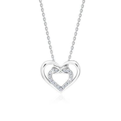 TDG 10K Gold Lab-Grown Diamond Double Heart Pendant Necklace