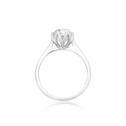 TDG 10K White Gold Lab-Grown Diamond Solitaire Ring