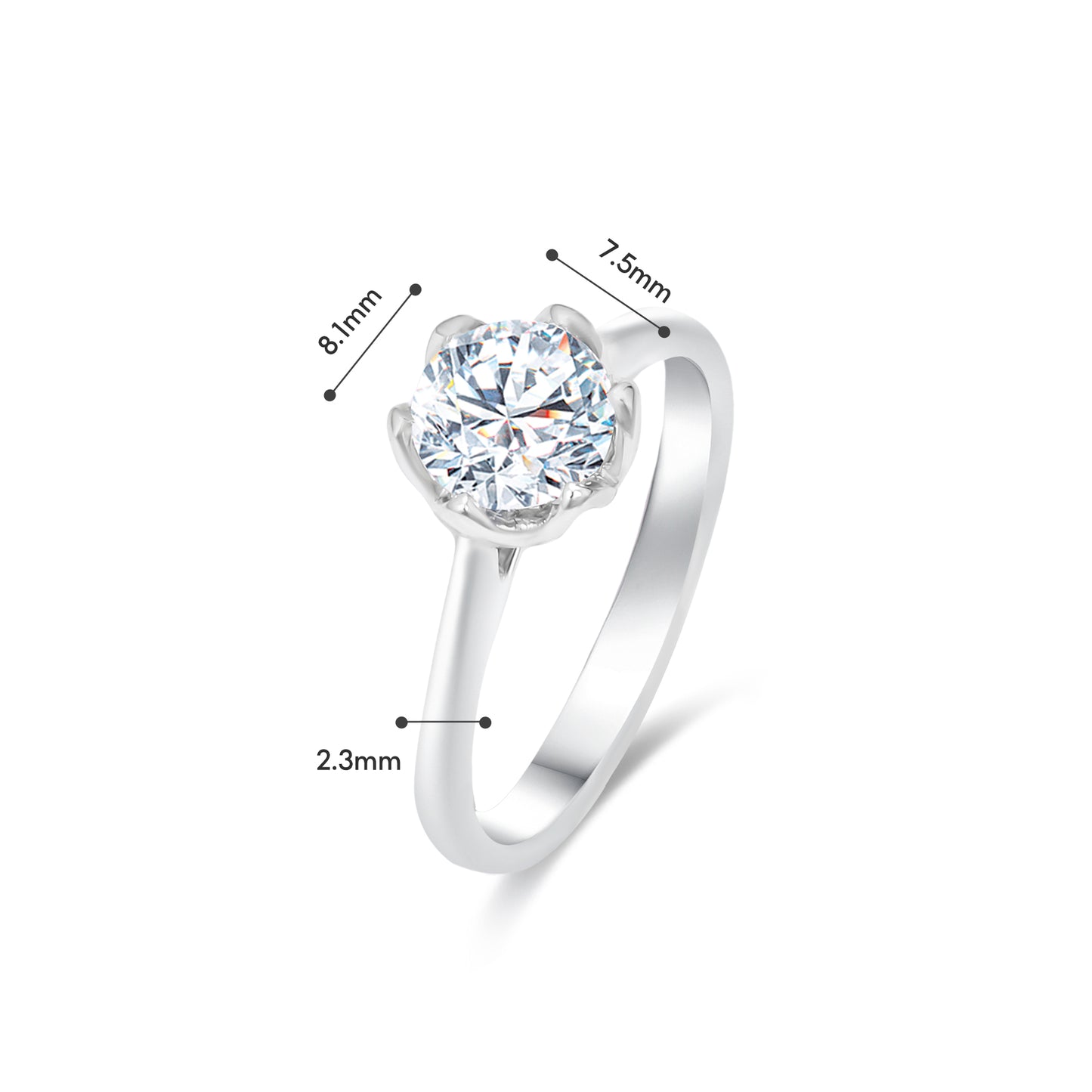 TDG 10K White Gold Lab-Grown Diamond Solitaire Ring