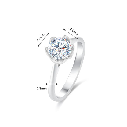 TDG 10K White Gold Lab-Grown Diamond Solitaire Ring