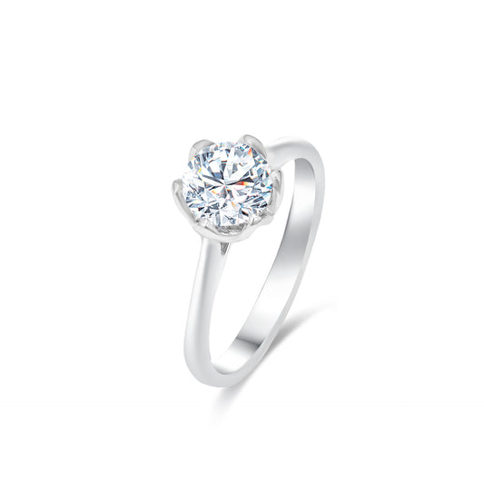 TDG 10K White Gold Lab-Grown Diamond Solitaire Ring