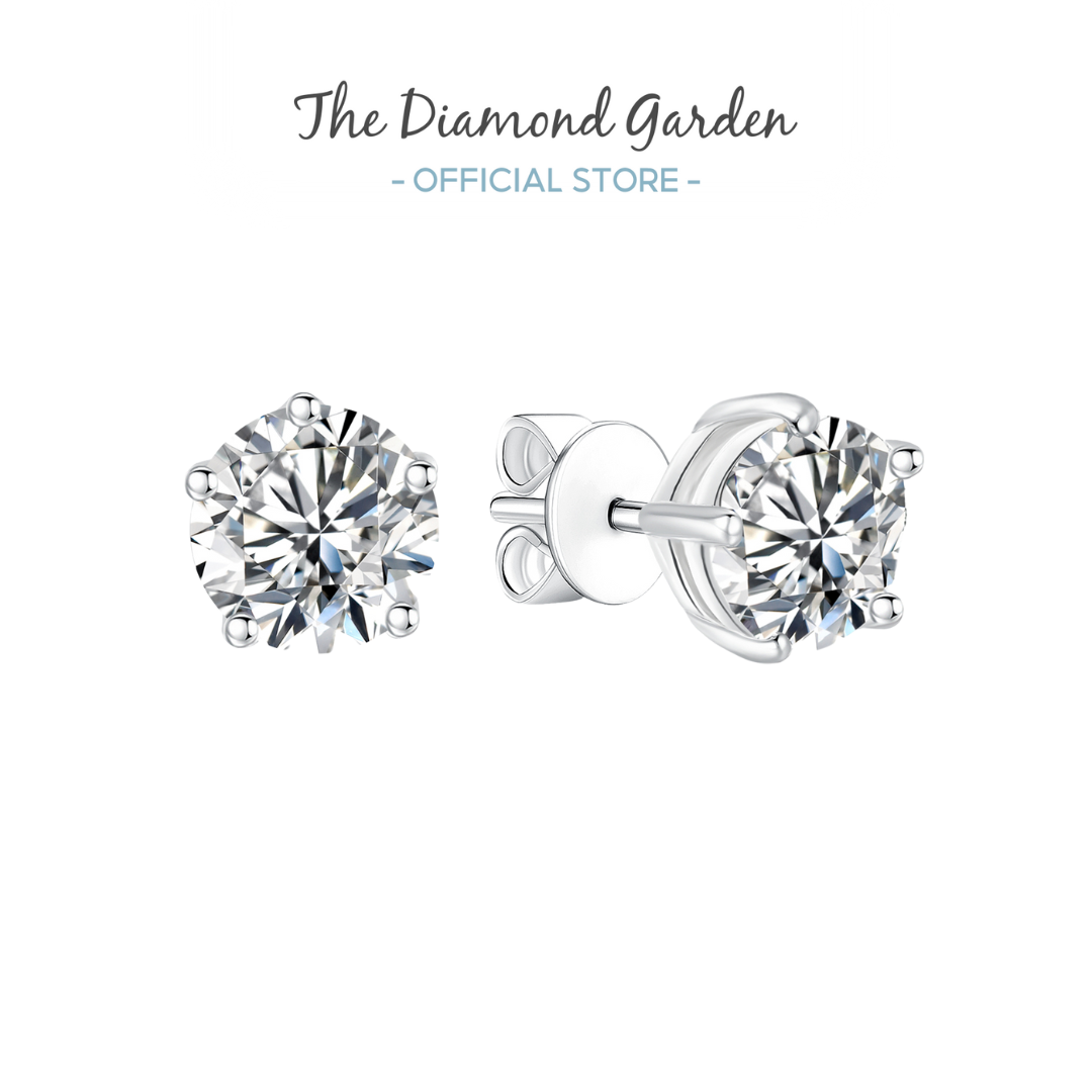 TDG 10K Gold Lab-Grown Diamond 5-Prong Solitaire Stud Earrings