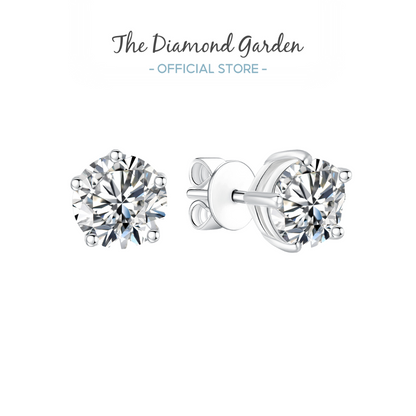 TDG 10K Gold Lab-Grown Diamond 5-Prong Solitaire Stud Earrings