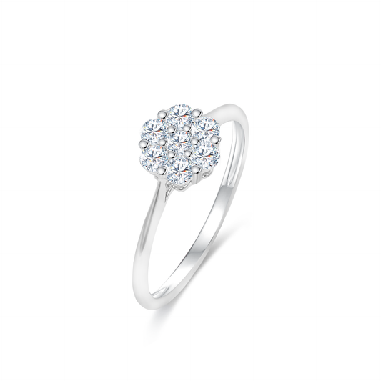 10K White Gold Lab-Grown Diamond Floral Cluster Ring