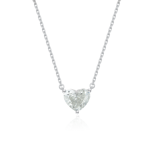 TDG 18K Gold Lab Grown Heart Shaped Diamond Necklace with IGI Certificate