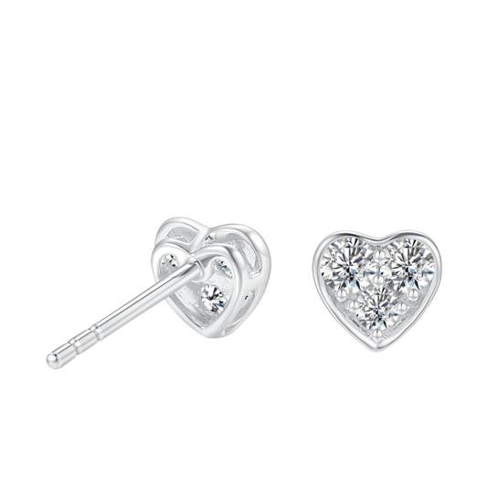TDG 10K Gold Lab Grown Heart-Shaped Diamond Stud Earring