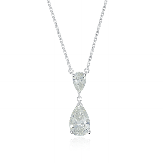 TDG 18K Gold Lab-Grown Pear Diamond Necklace with IGI Certificate