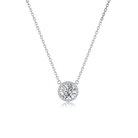 TDG 18K Gold Lab-Grown Diamond Halo Pendant Necklace with IGI Certificate