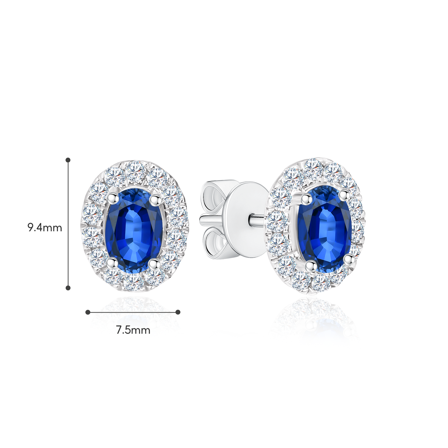 TDG 10K Lab Grown Blue Sapphire Stud Earring