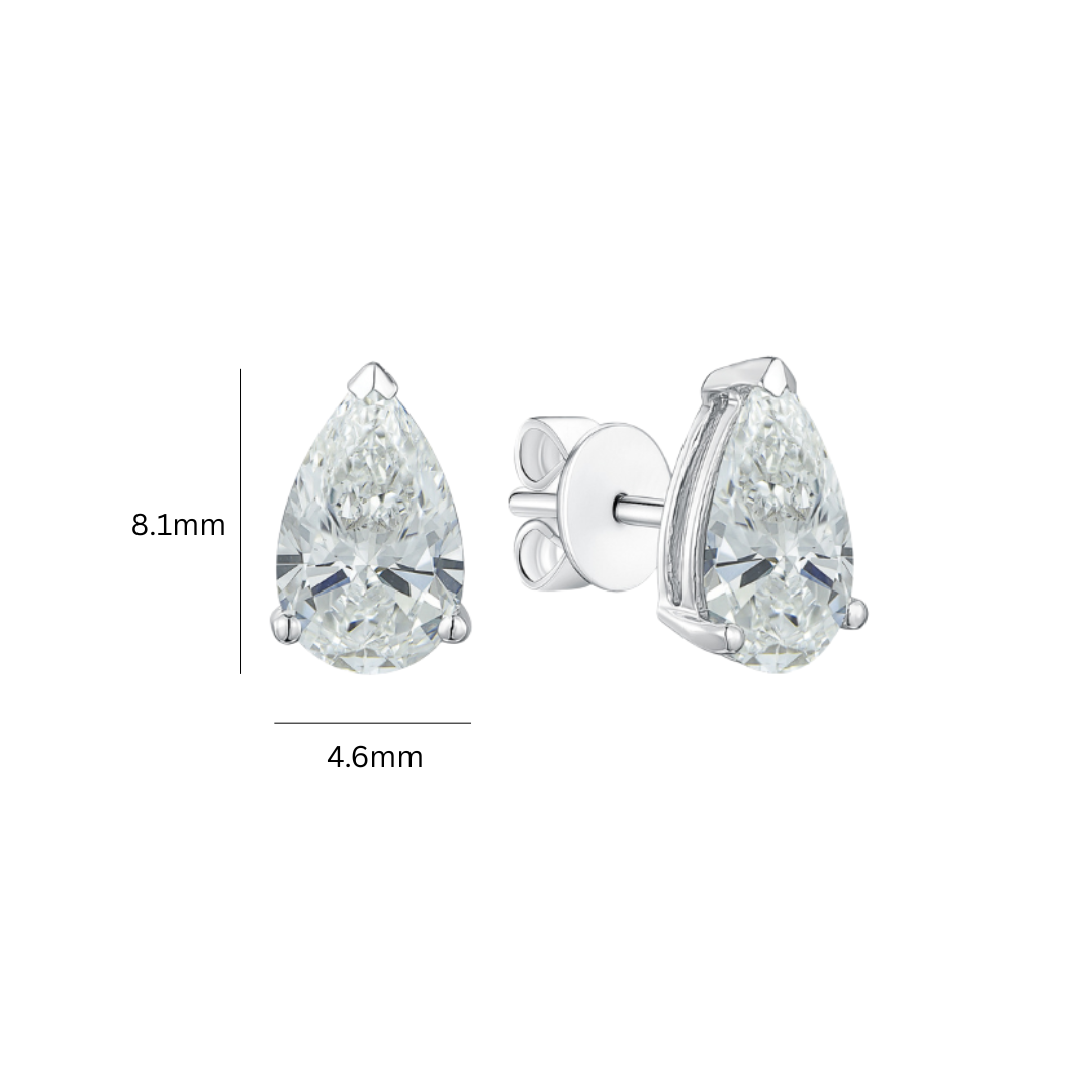 TDG 10K Gold Pear-Shaped Lab-Grown Diamond Stud Earrings