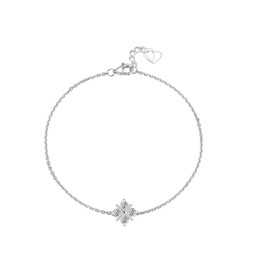 TDG 10K White Gold Lab-Grown Diamond Cross Motif Bracelet