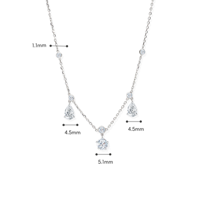 TDG 10K White Gold Lab-Grown Diamond Mixed Cut Drop Necklace