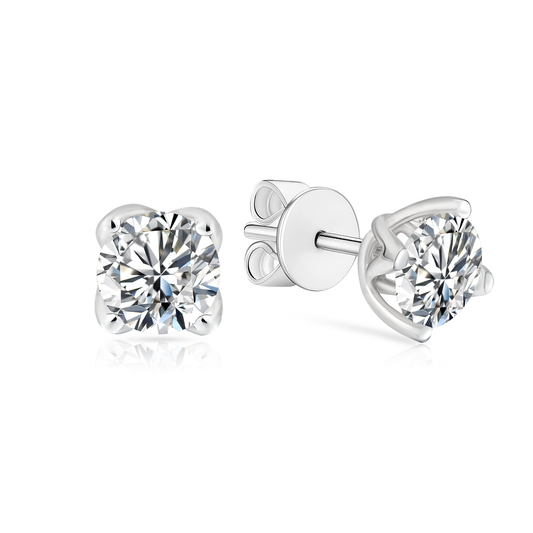 TDG 10K White Gold 4 Prong Diamond Stud Earring