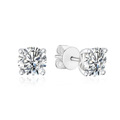 TDG 10K White Gold 4 Prong Diamond Stud Earring