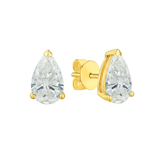TDG 10K Yellow Gold Lab-Grown Pear Shape Diamond Stud Earrings