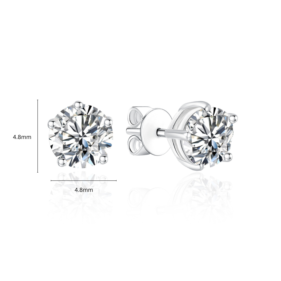 TDG 10K White Gold Lab-Grown 5-Prong Diamond Stud Earrings