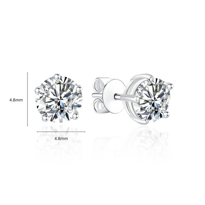 TDG 10K White Gold Lab-Grown 5-Prong Diamond Stud Earrings