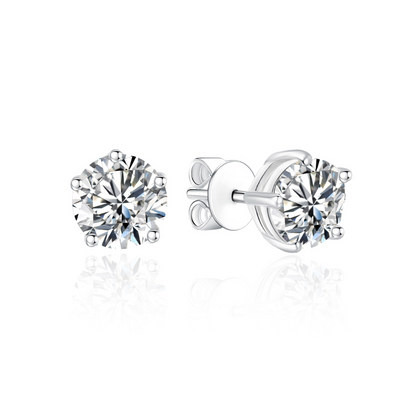 TDG 10K White Gold Lab-Grown 5-Prong Diamond Stud Earrings
