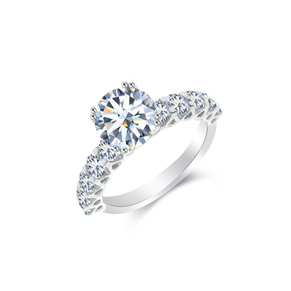 TDG 10K Gold Lab Grown Round Cut Diamond Ring