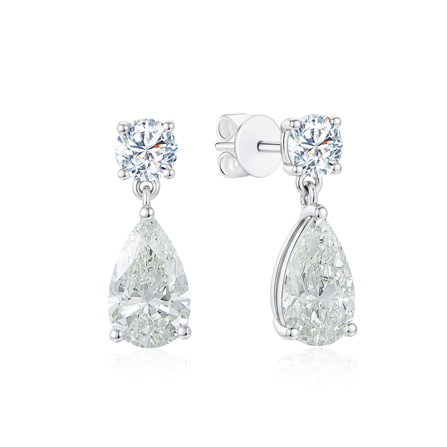 TDG 10K White Gold Pear Drop Lab-Grown Diamond Earrings