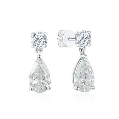TDG 10K White Gold Pear Drop Lab-Grown Diamond Earrings
