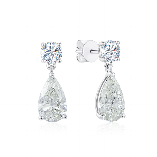 TDG 10K White Gold Pear Drop Lab-Grown Diamond Earrings
