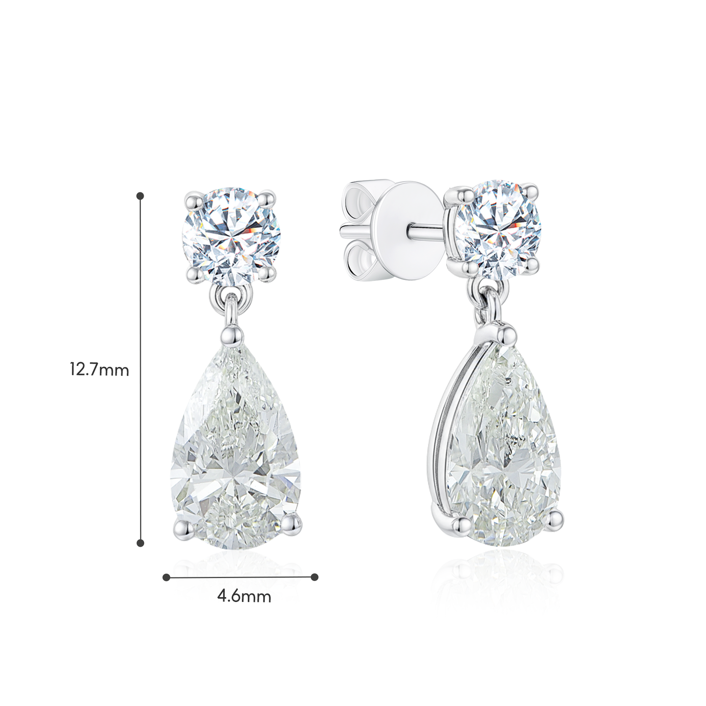 TDG 10K White Gold Pear Drop Lab-Grown Diamond Earrings