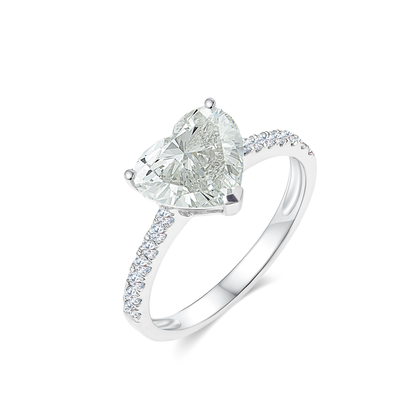 TDG 10K White Gold Lab-Grown Heart Shape Diamond Ring