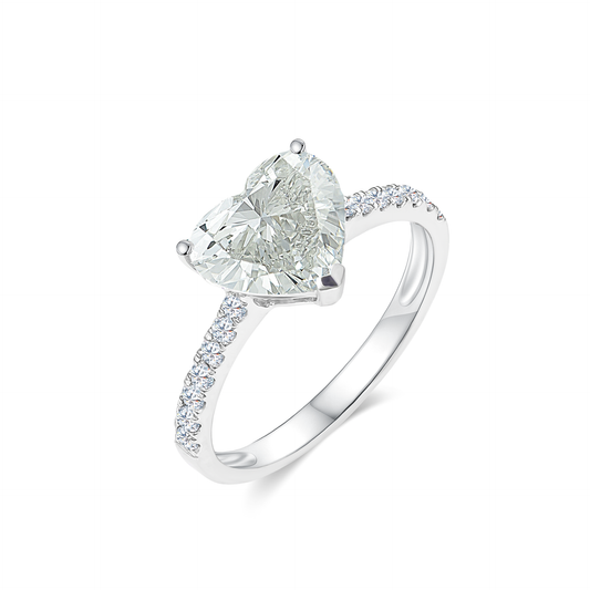 TDG 10K White Gold Lab-Grown Heart Shape Diamond Ring