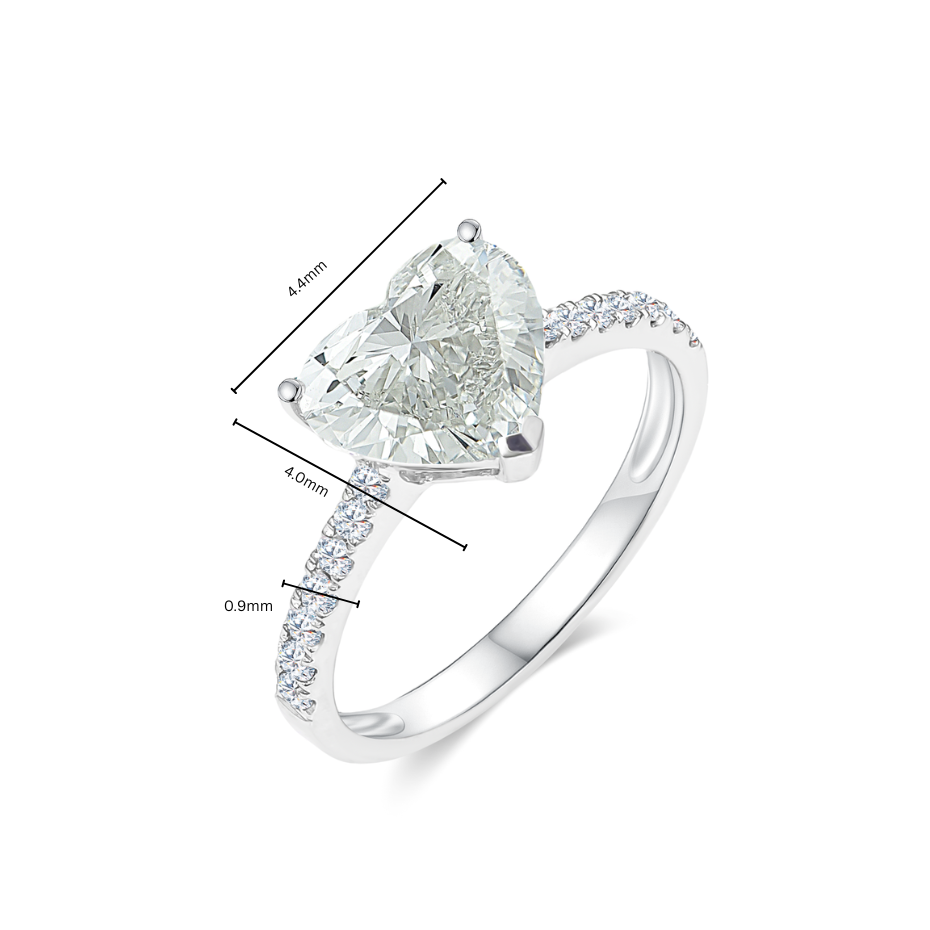 TDG 10K White Gold Lab-Grown Heart Shape Diamond Ring